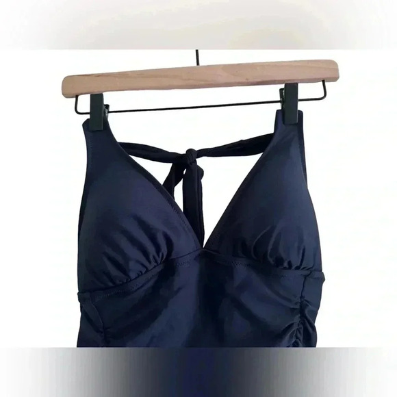 J Crew Ruched Halter One-Piece Swimsuit Navy Blue - Picture 6 of 11